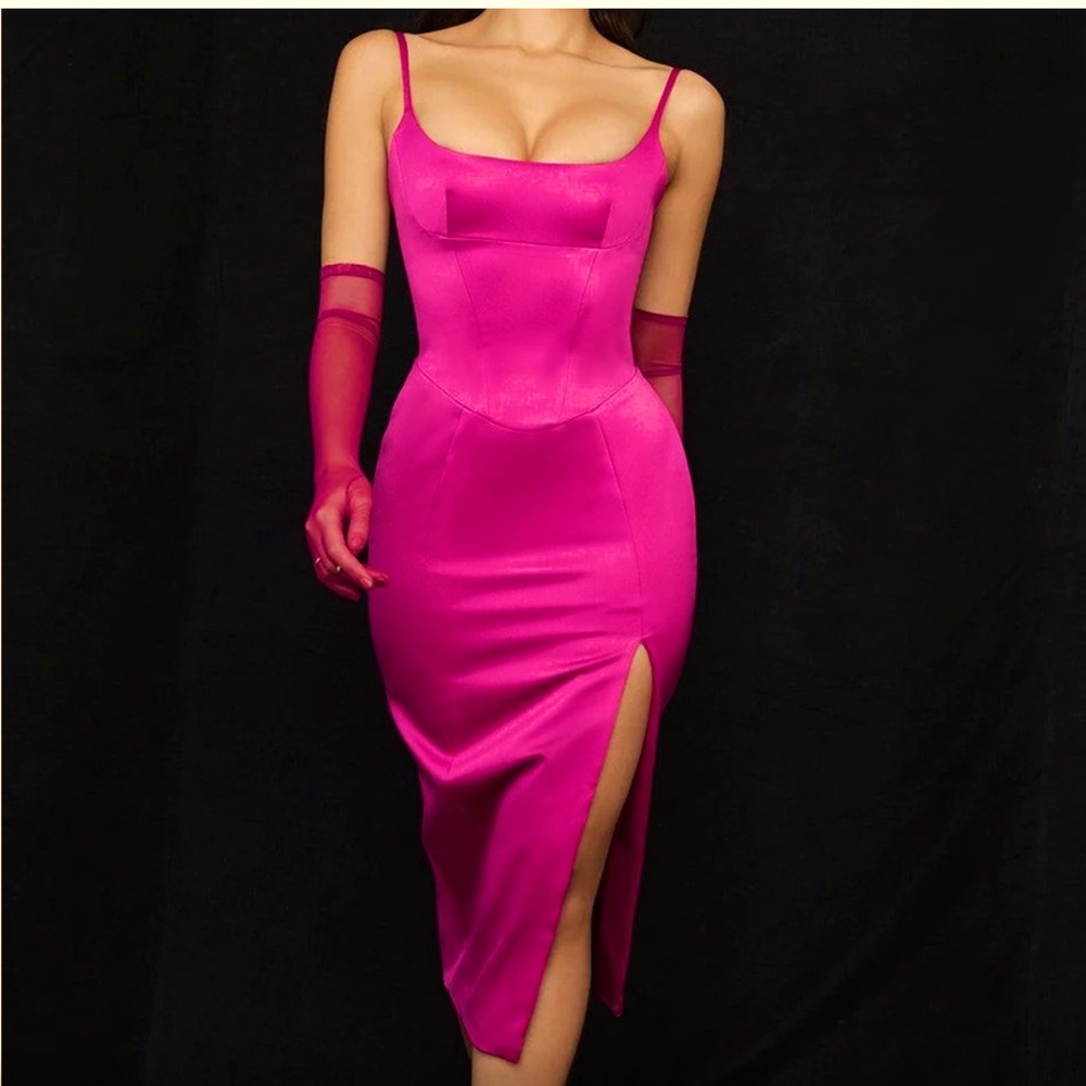 House of CB pink Casimira pink satin corset mini dress size 10.